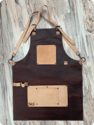 Hand Made Brown & Khaki Leather Apron