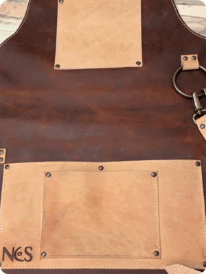 Hand Made Brown & Khaki Leather Apron