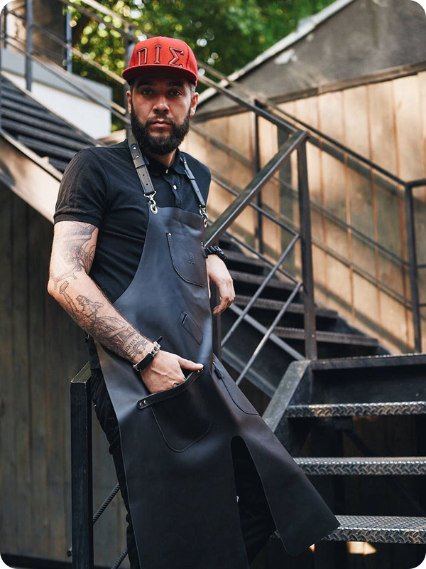 Hand Made Black Leather Apron