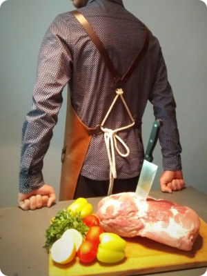 Hand Made Brown & Black Leather Apron