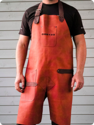 Hand Made Red Leather Apron