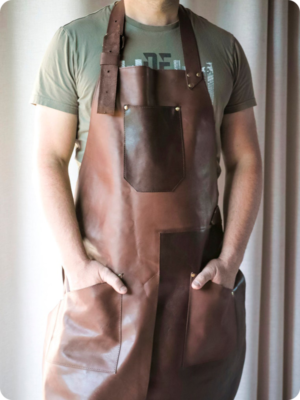 Hand Made Bark Brown Carpenter Leather Apron