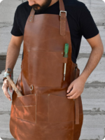 Hand Made Back & Brown Carpenter Leather Apron
