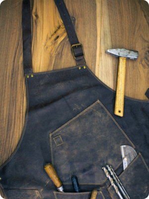 Hand Made Black Carpenter Leather Apron